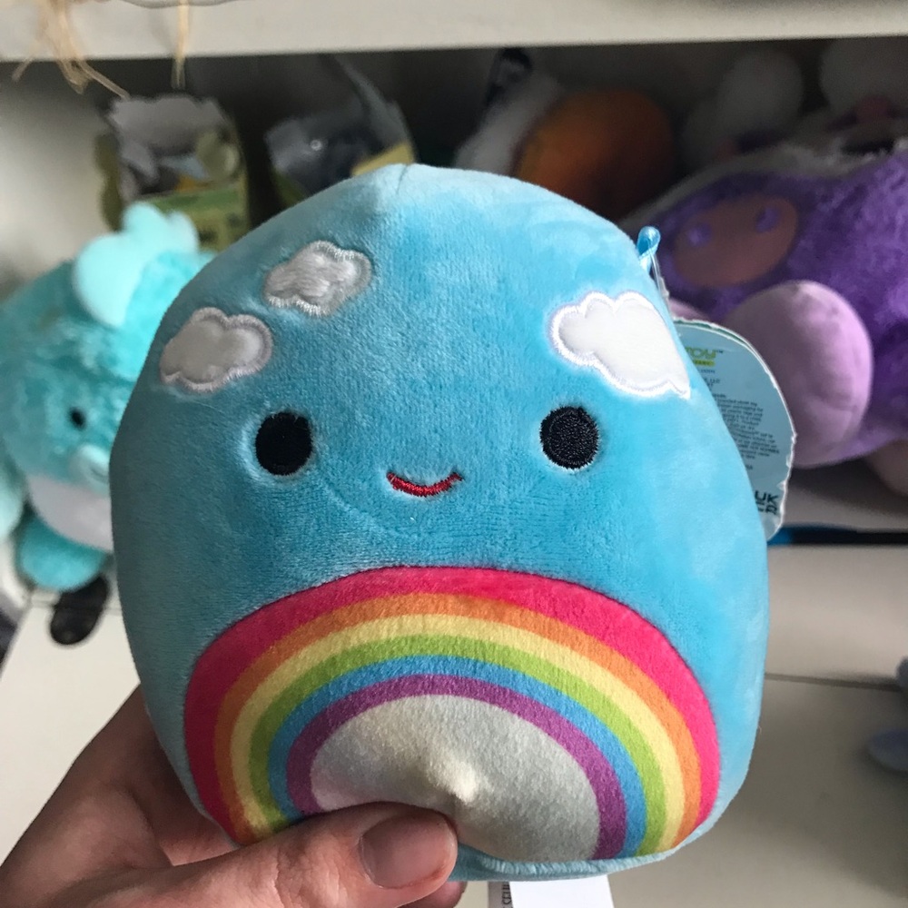 Plush Rainbow Cloud Squish Toy - Blue